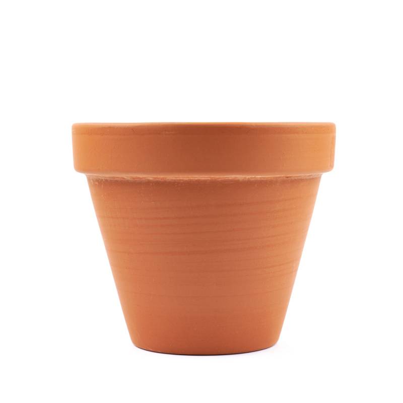 Empty ceramic brown flower pot isolated over the white backg | Colourbox