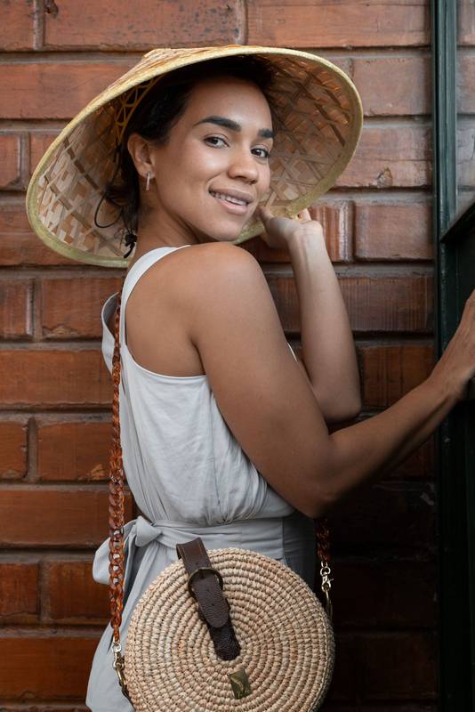 fashion and lifestyle, beautiful young brunette woman smiling and posing standing