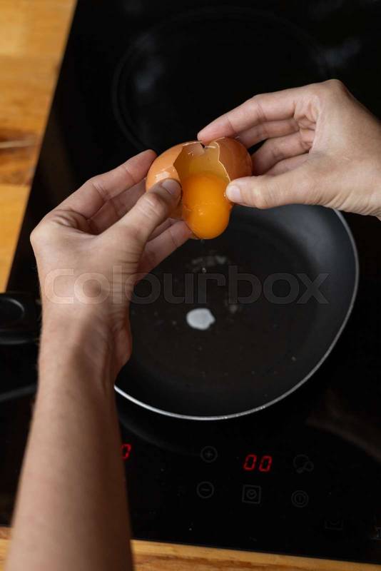 prepare of breakfast, cooking eggs