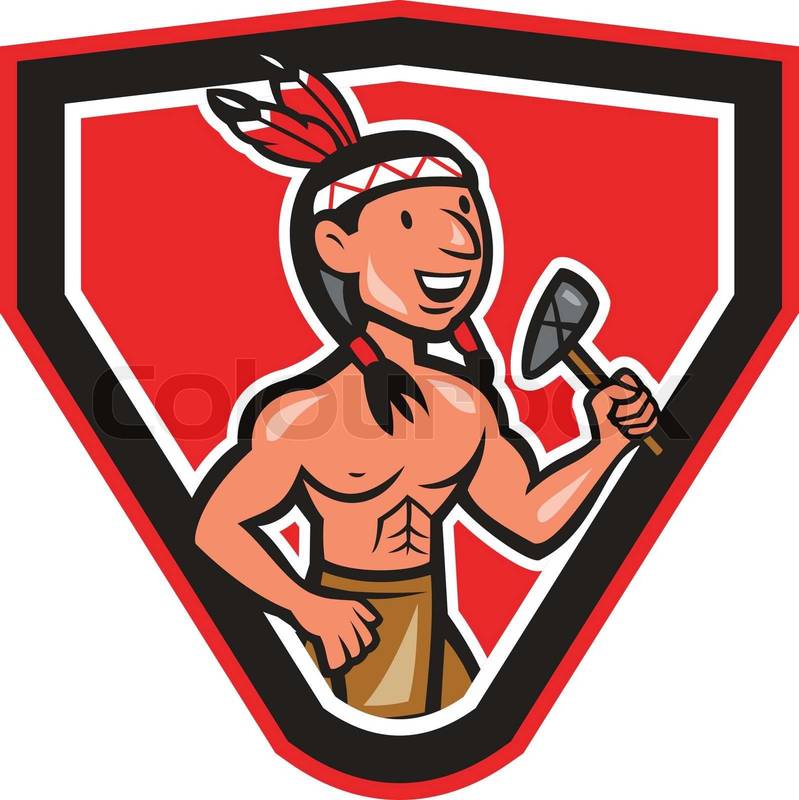 Illustration of a native american indian chief viewed from f | Colourbox