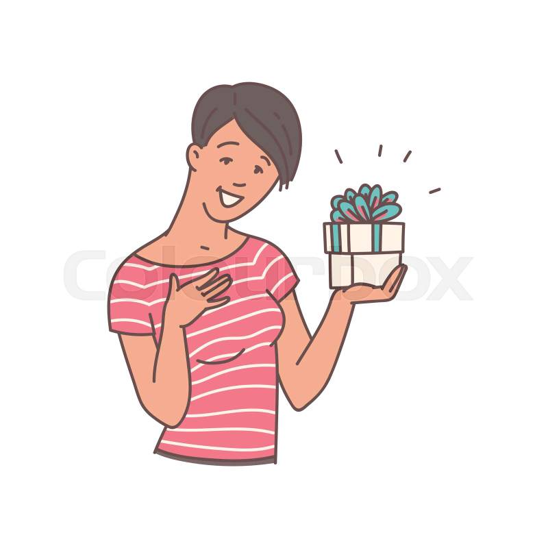 Foto de stock de regalo, mujer, caja