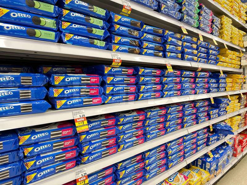Wixom, Michigan USA - May 5, 2024 : Packages of Oreo cookies